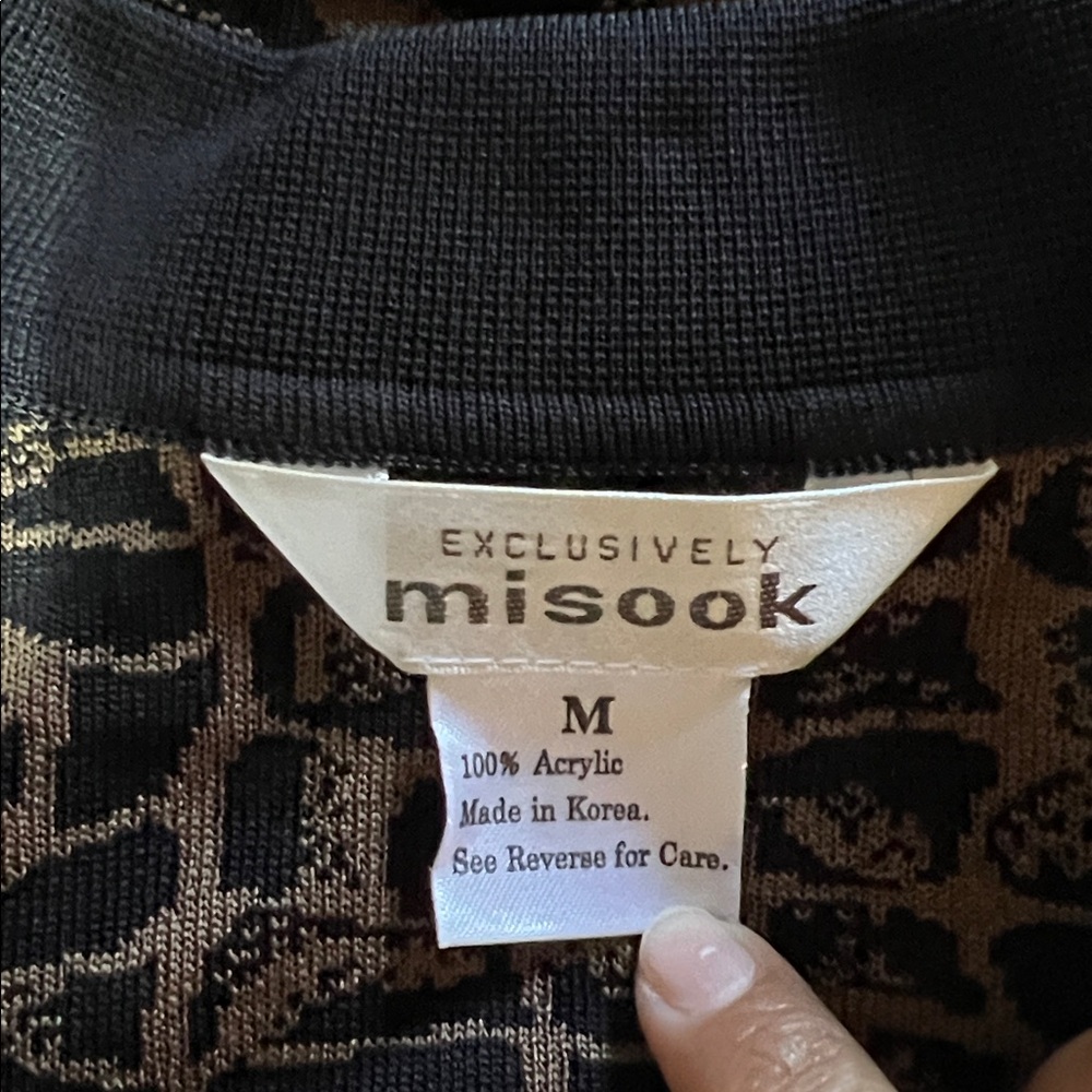 Exclusively Misook Black Multicolored Patterned K… - image 6